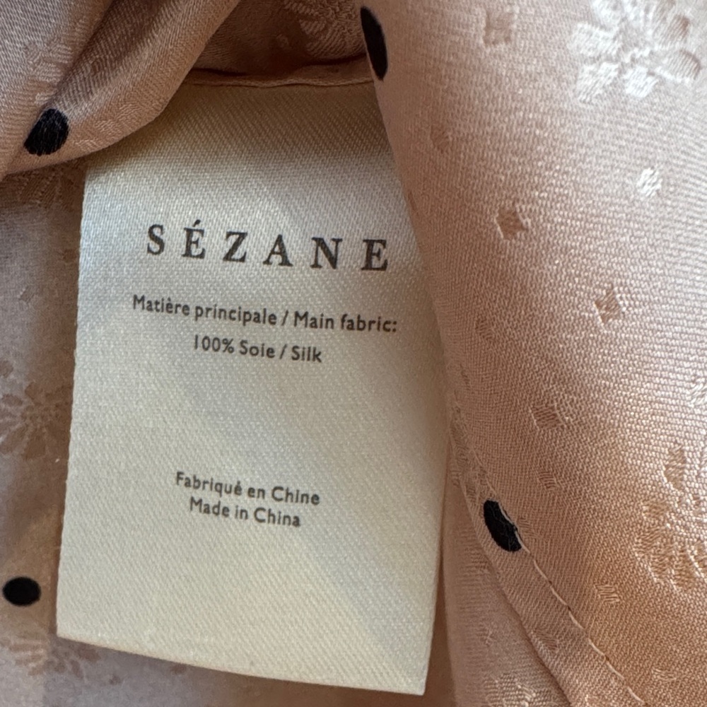 Sezane Ann Silk Button Down Shirt Blush Floral Dot Sz 34/US 2 - Picture 8 of 10